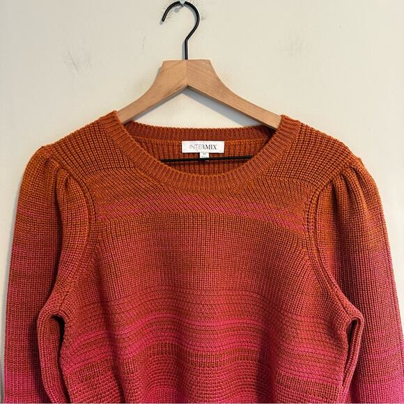 Intermix Orange Pink Wool Ombre Sweater Medium - Picture 10 of 12